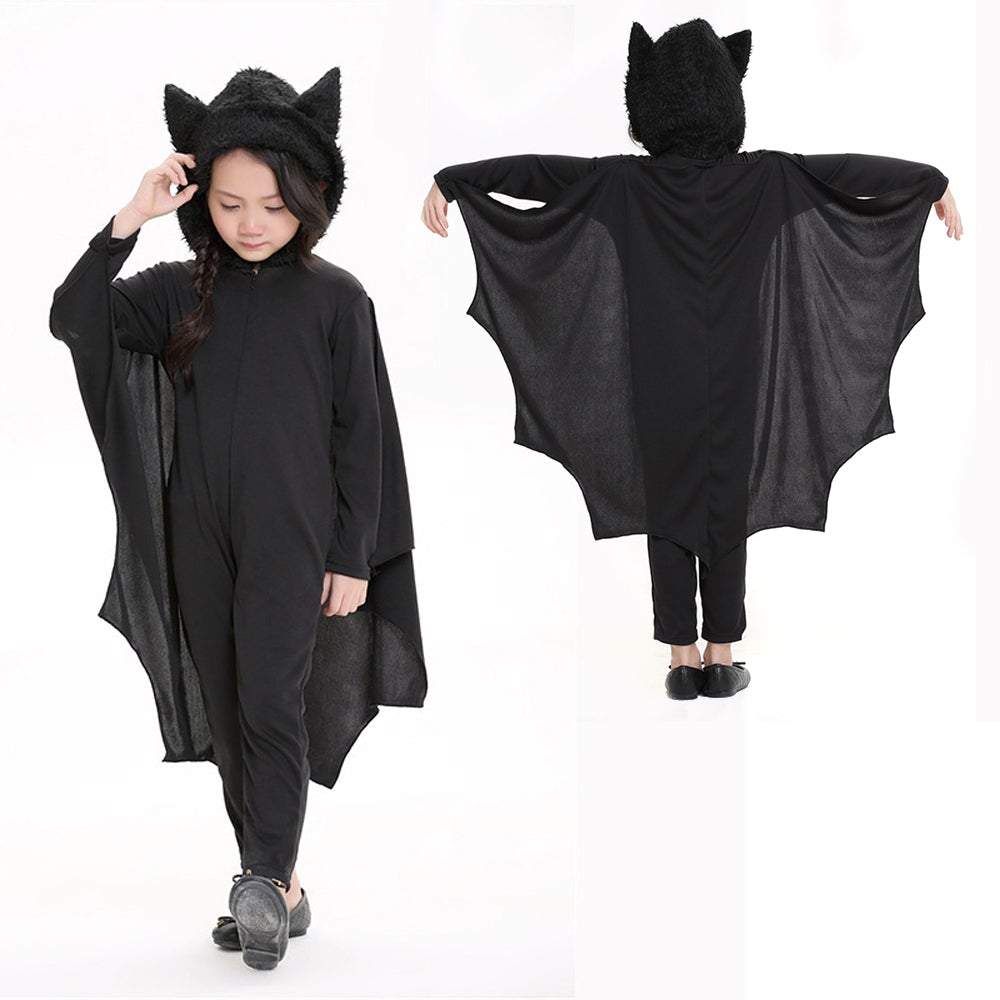 Child Kids Batman Bat Cosplay Halloween Costume with Hood and Gloves