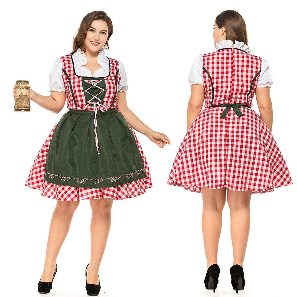 Plus Size Women German Beer Oktoberfest Outfit Halloween Cosplay Costume