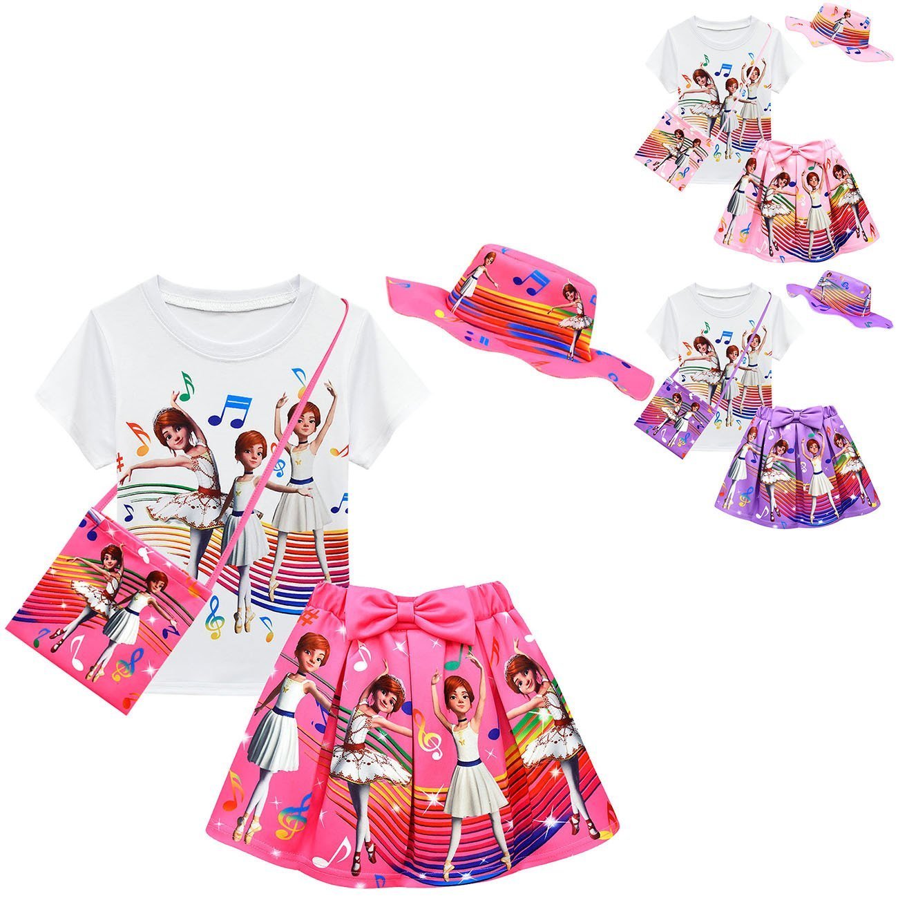 Ballerina short-sleeved skirt children's suit bag four-piece suit