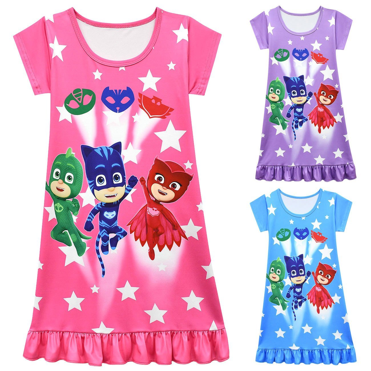 PJ Masks Pajamas Little Hero Nightgown for Toddler Kids Ruffle Dress