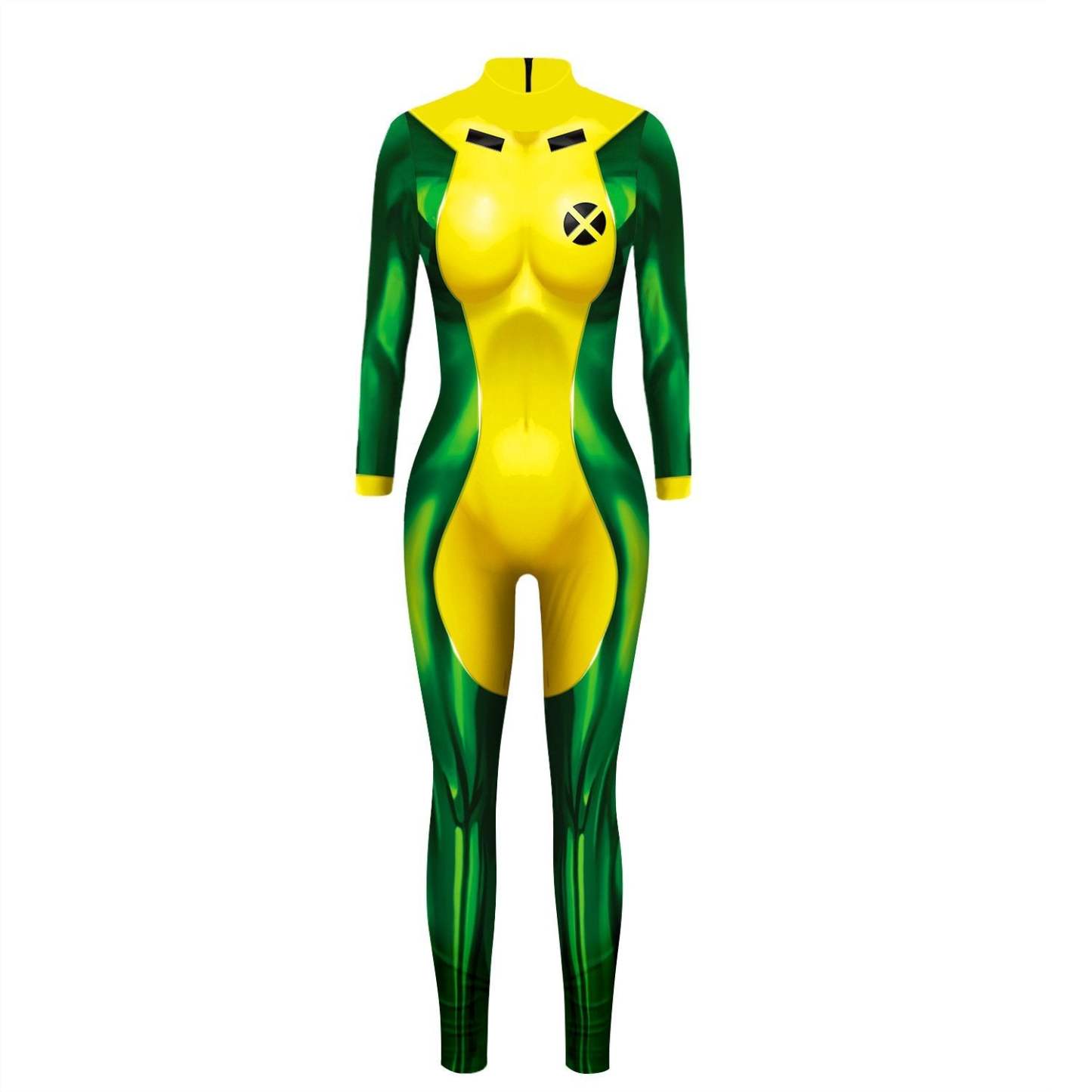 X Men Rogue Cosplay Halloween Costume Zentai Bodycon Jumpsuit