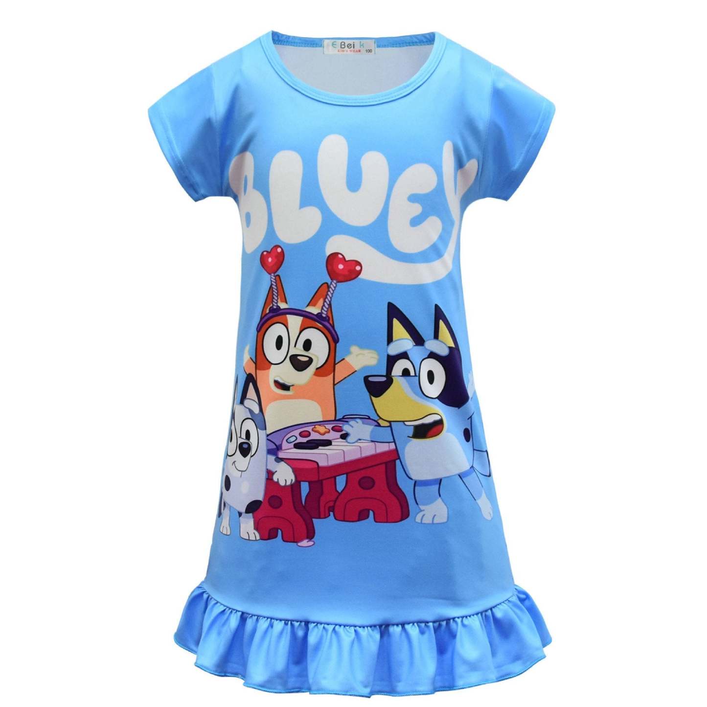 Bluey Nightgown Pajama Dress Sleepwear For Kids Girl