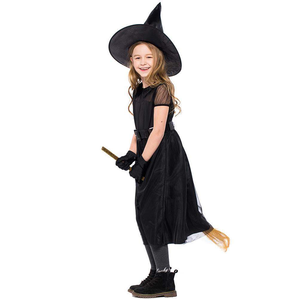 witch Cosplay black mesh little witch girl Halloween Costumes for kids
