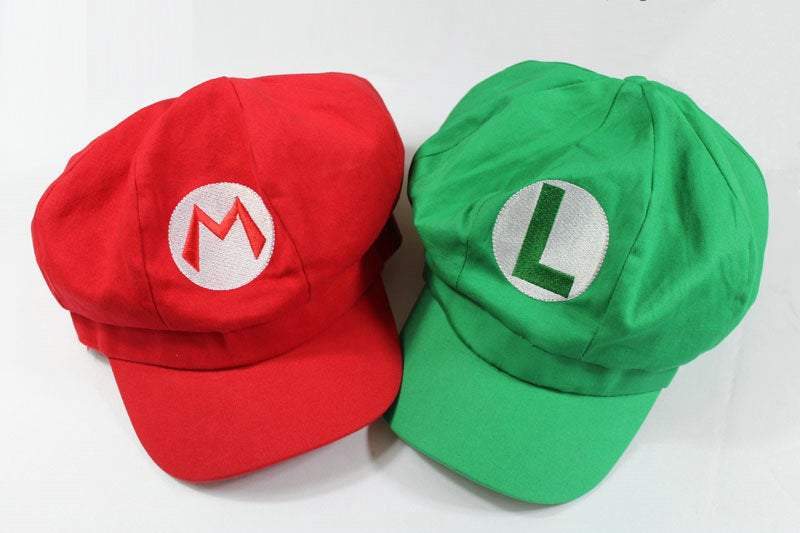 Super Mario Bros Mario Anime Halloween Red Green Cosplay Cap-Pajamasbuy