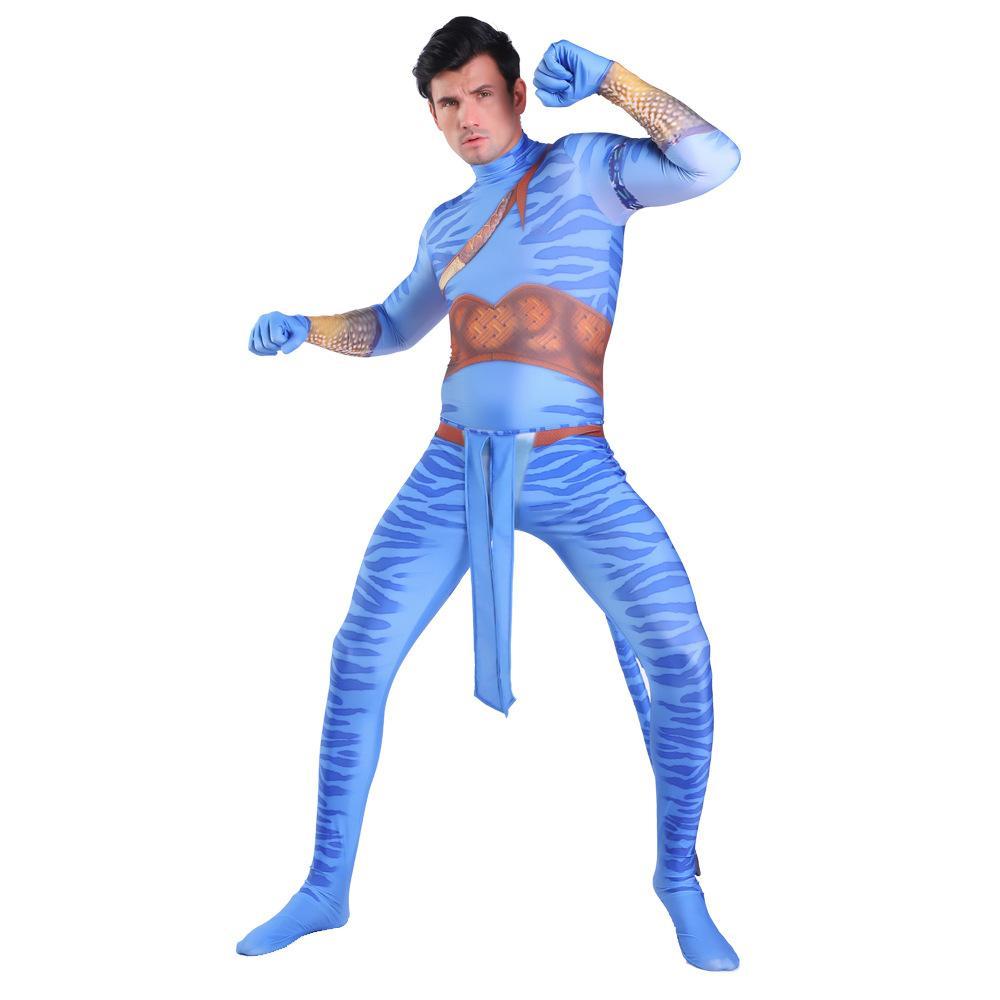 Avatar 2 Neytiri Battle Costume Tail Suit Unisex Jumpsuit Halloween Cosplay Zentai Bodysuit for Adult Kids