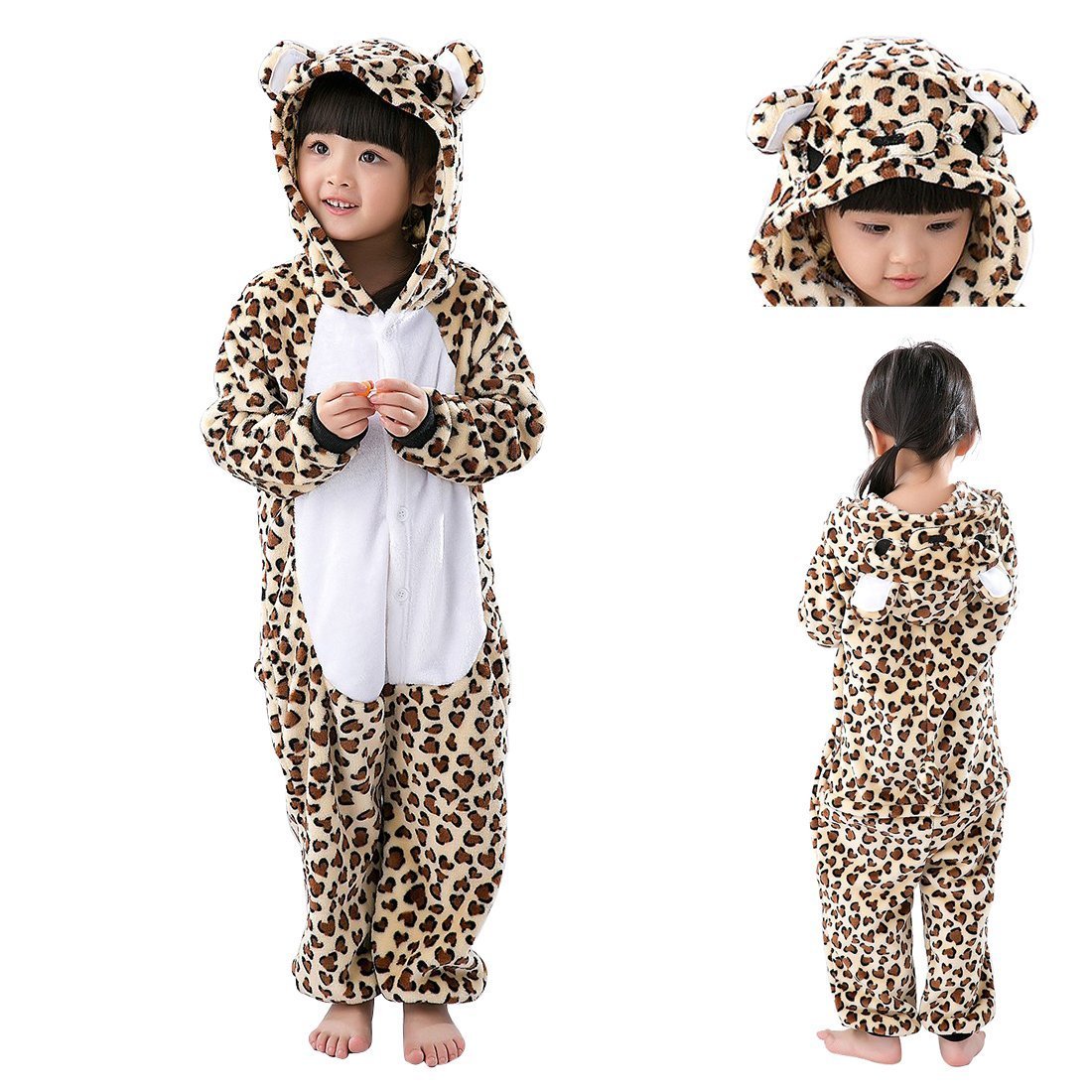 Kids Leopard Bear Onesies Animal Kigurumi Costume Pajamas
