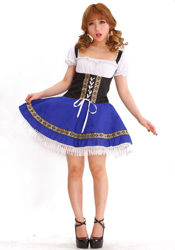 German Oktoberfest Beer Bavarian Waitress Serving Maid Cosplay Costume