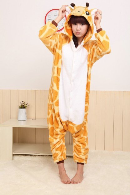 Giraffe Onesie Hoodie Pajamas Fleece Animal Costume Kigurumi
