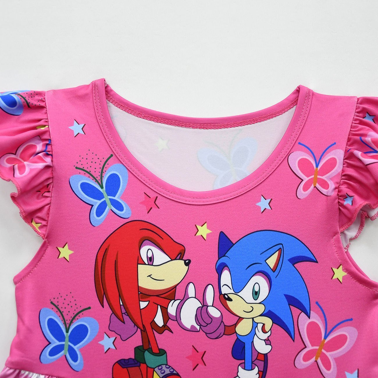 Girls' Sonic printed costumes cheerleading flying sleeves dress for kids