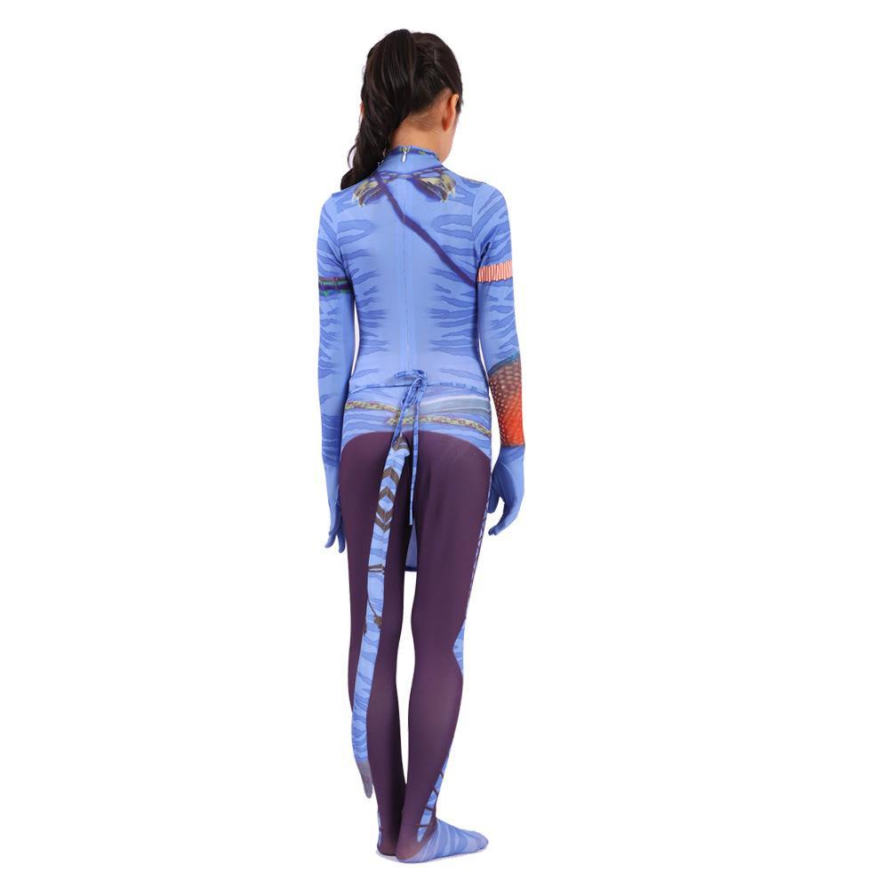 Avatar 2 Neytiri Battle Costume Tail Suit Unisex Jumpsuit Halloween Cosplay Zentai Bodysuit for Adult Kids