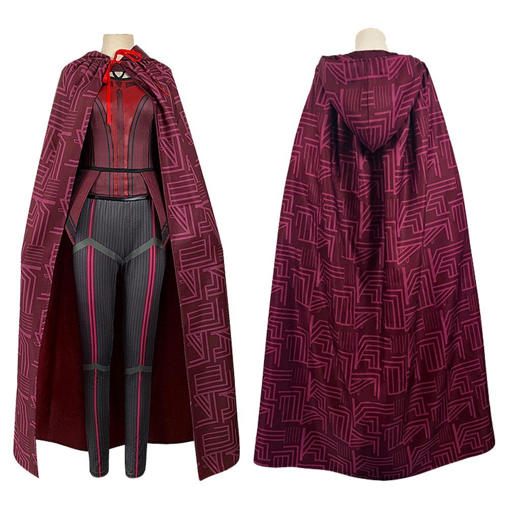 Wanda Maximoff Costume Cosplay Jumpsuit Red Witch Cloak Halloween Outfit for Woman