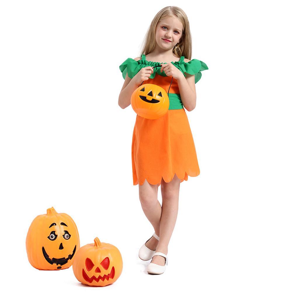 girl Pumpkin Dress Cosplay Halloween Party Dress Costumes for Kids