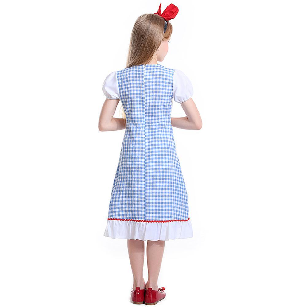 Kids Dorothy Fairy Tale Cosplay Bow Dog Pattern Dorothy halloween Costumes