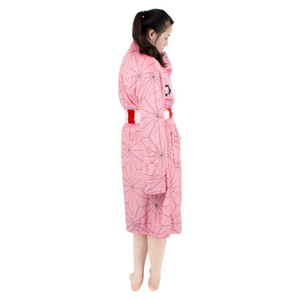 Demon Slayer Kamado Nezuko Flannel Bathrobe Sleepwear Anime