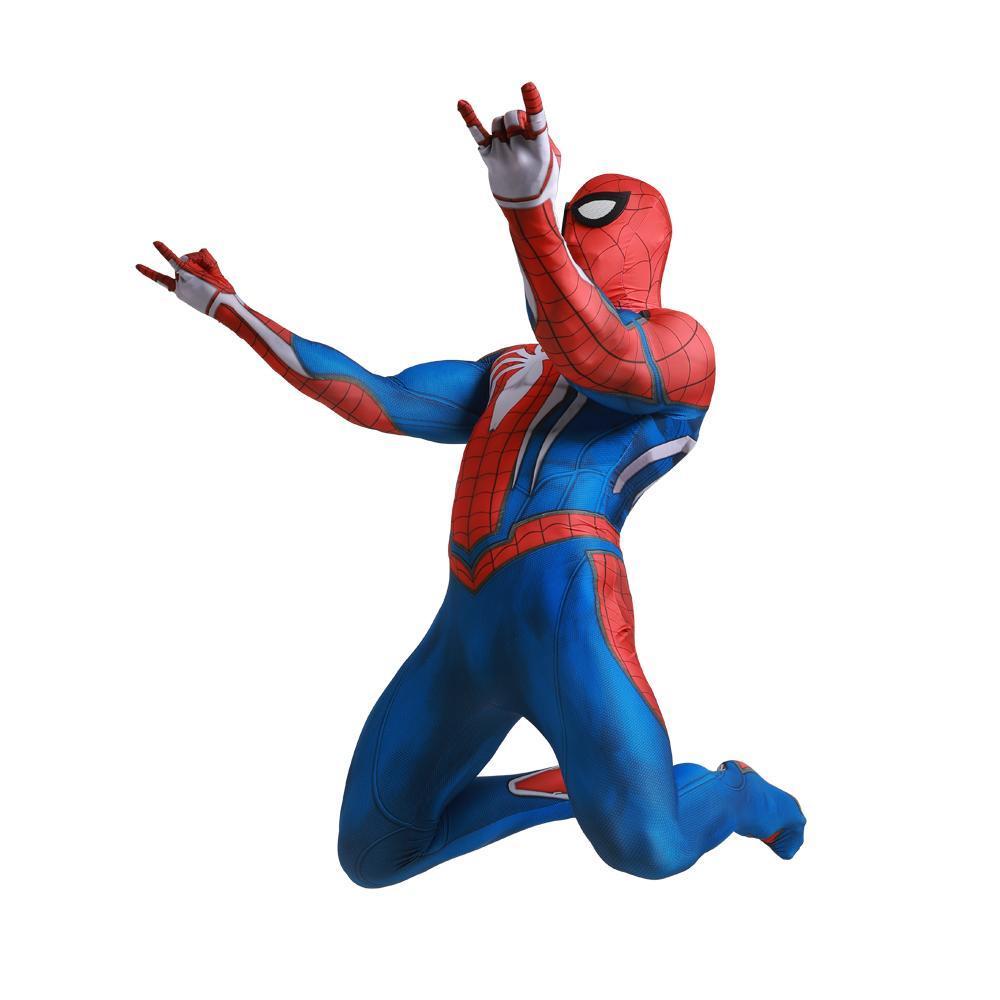 White Spiderman Game Cosplay Jumpsuit Halloween Party Costume for Adult and kids