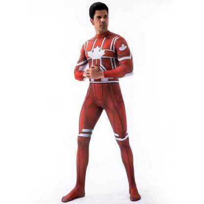 Captain Canuck Cosplay Costumes Jumpsuit Superhero Halloween Tights Zentai For Adult Kids
