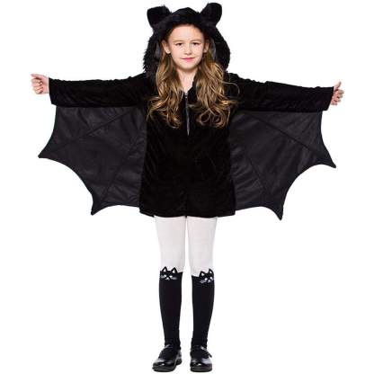 Bat Cosplay black little bat girl Jumpsuit Halloween Costumes for kids