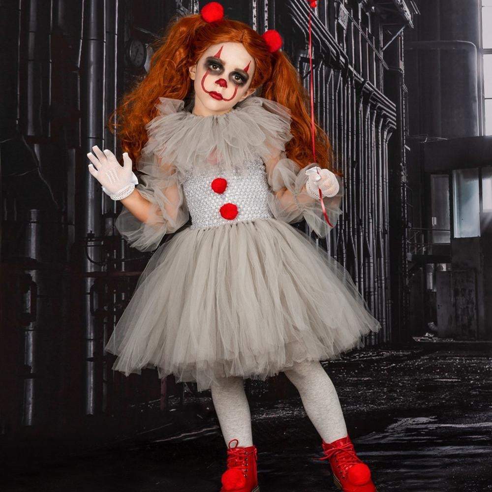 Clown girl net gauze gray dress costume cosplay