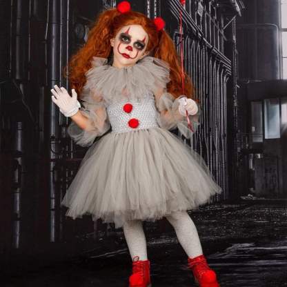 Clown girl net gauze gray dress costume cosplay