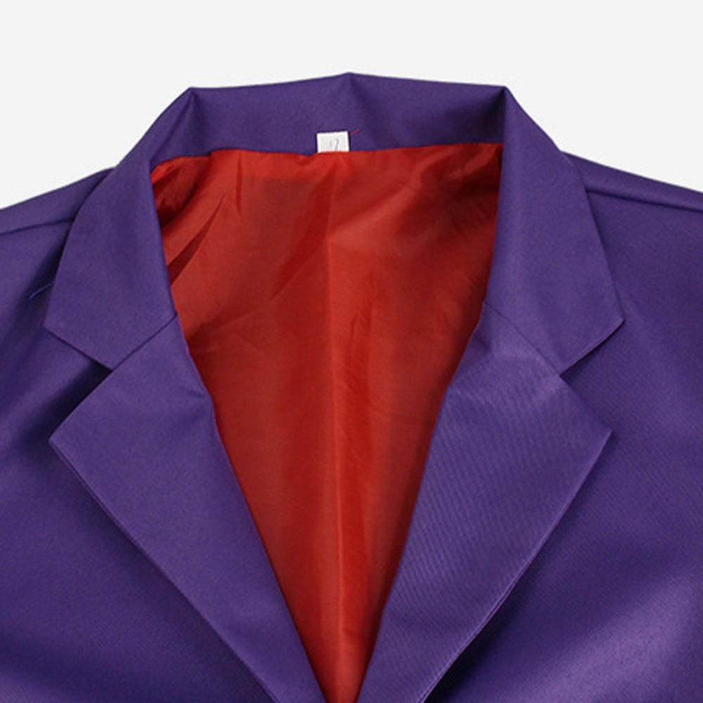 Batman Dark Knight Rise Joker Cosplay Costume Halloween Suit Purple Jacket Clown Dress Up