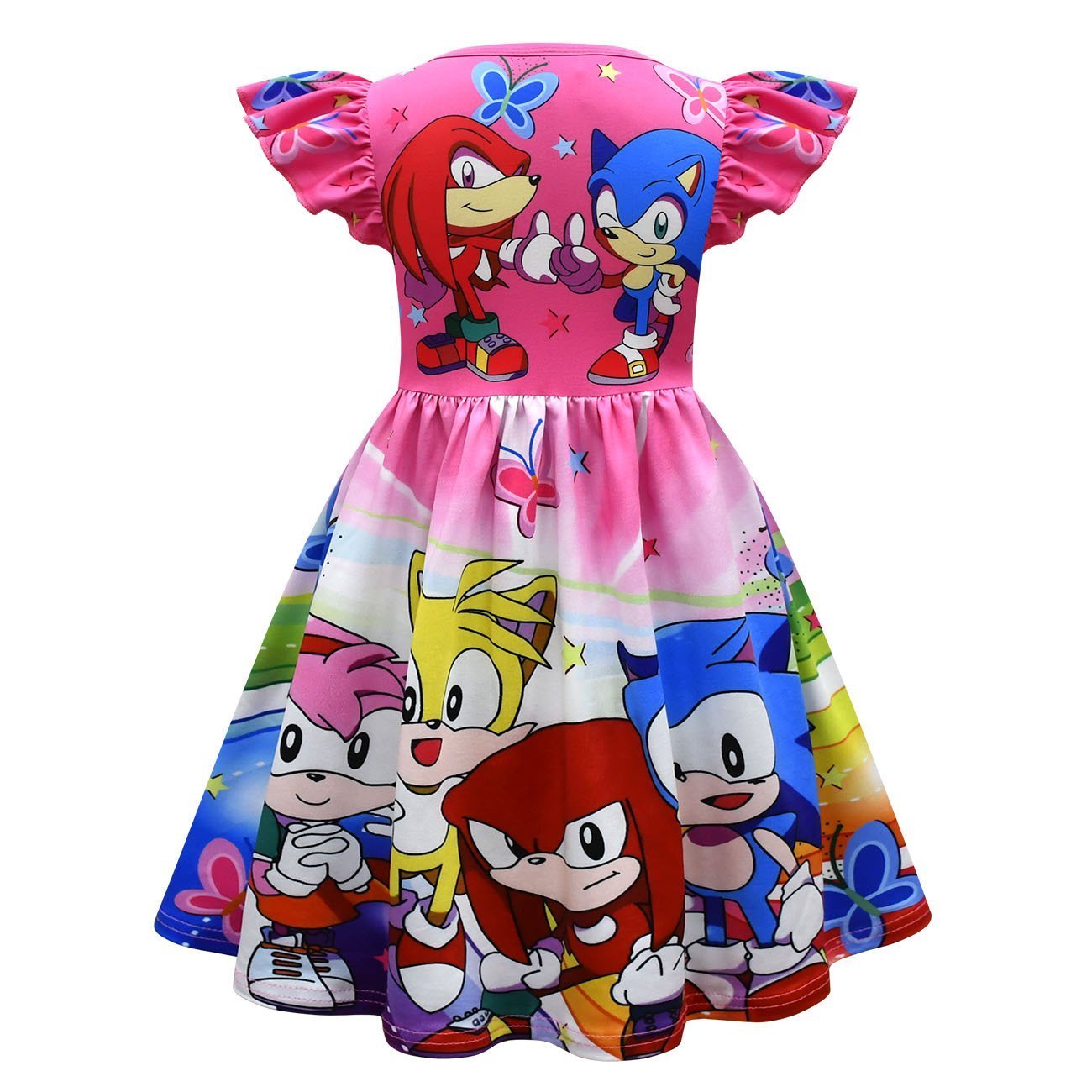 Girls' Sonic printed costumes cheerleading flying sleeves dress for kids