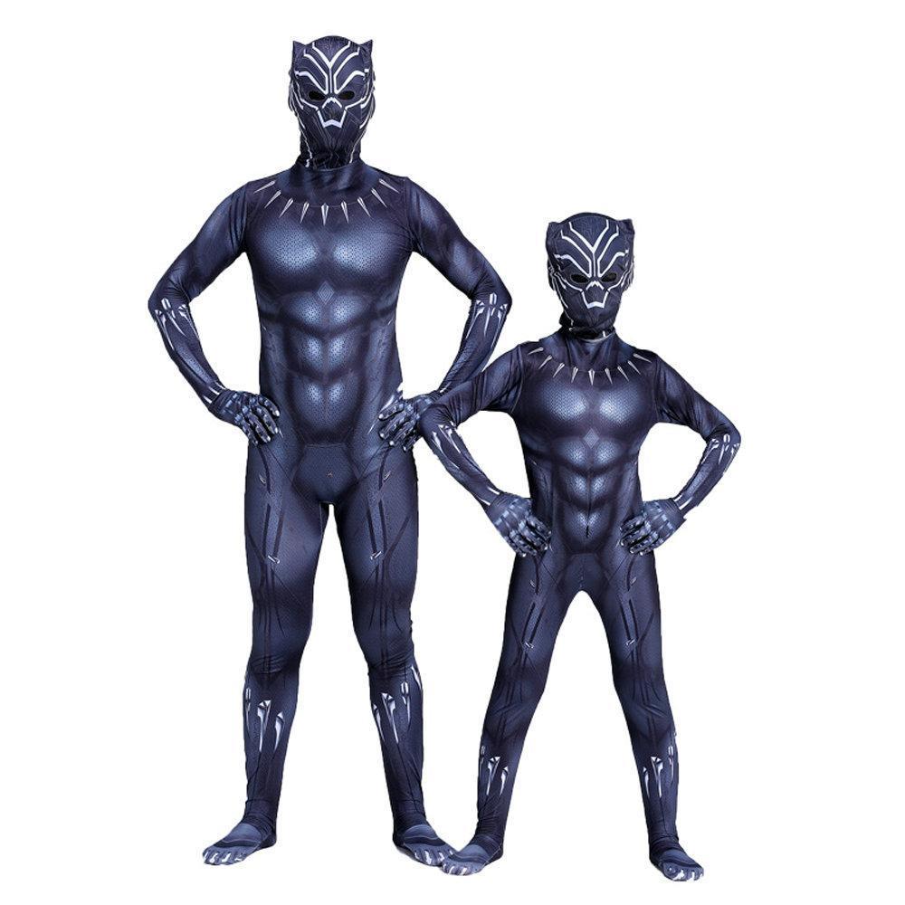 Halloween Black Panther Kids Men Cosplay Costume Zentai Bodysuit-Pajamasbuy
