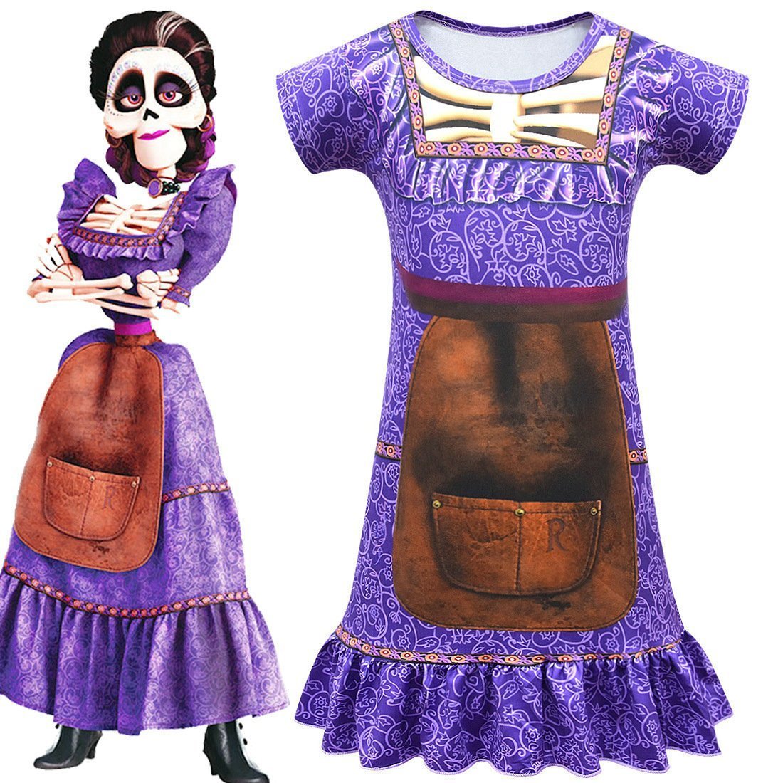 Anime Coco Mama Imelda cosplay Girl 3D printing dress skirt Makeup party costume