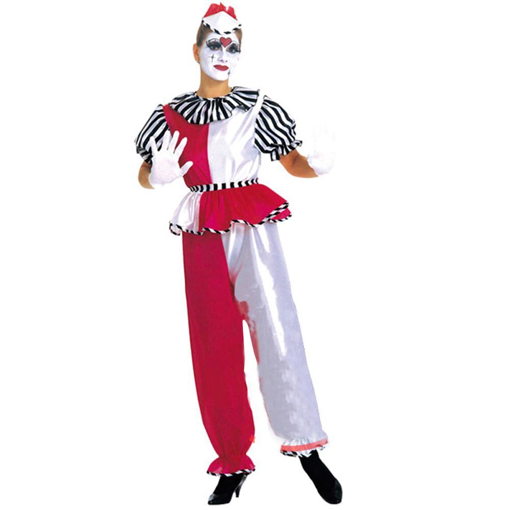 Adult Women Circus Clown Red Cosplay Costume Halloween Party Wear