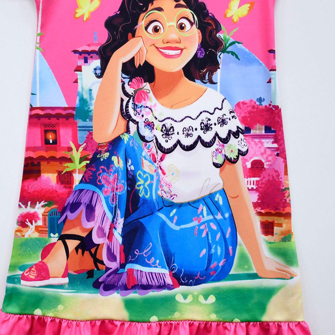 Encanto Mirabel Costume Nightgown Girls' Short Sleeve Ruffle Pajamas Dress