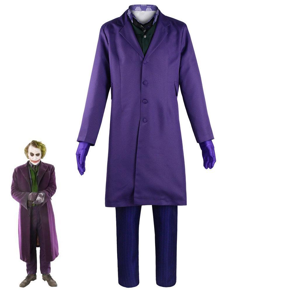 Batman Dark Knight Rise Joker Cosplay Costume Halloween Suit Purple Jacket Clown Dress Up-Pajamasbuy