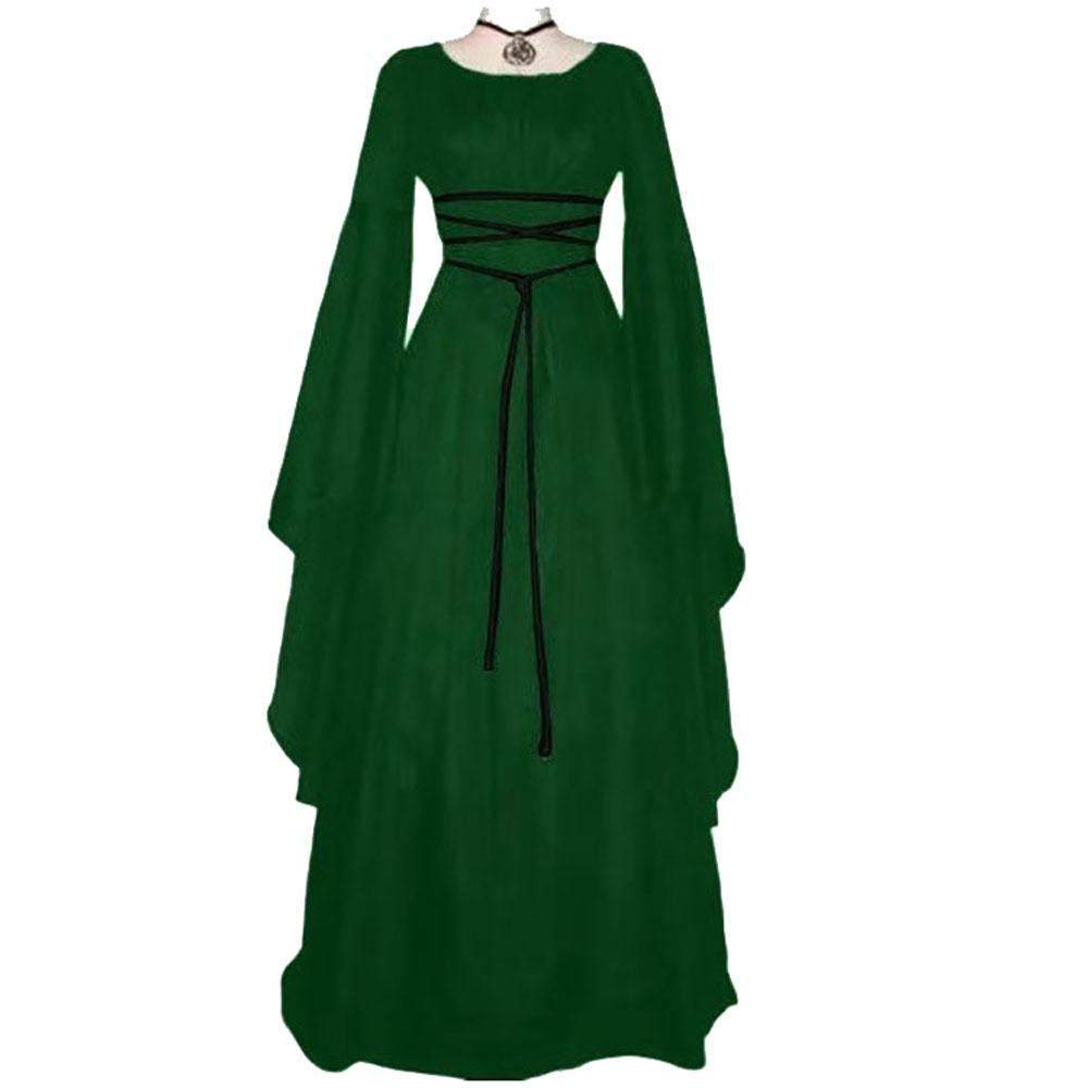 Antique solid color witch long sleeve dress Halloween