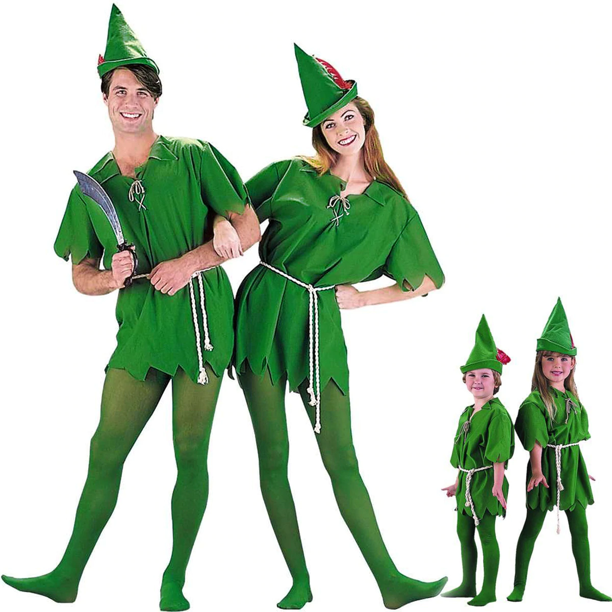 Peter Pan Robin Hood Storybook Kid Adult Dress Up Party Green Costume