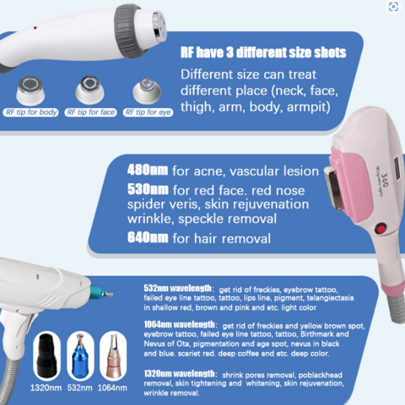 3 in 1 OPT SHR Nd YAG Laser RF Face Lifting Hair Removal Skin Rejuvenation Vascular Therapy Professional Beauty Salon Equipment