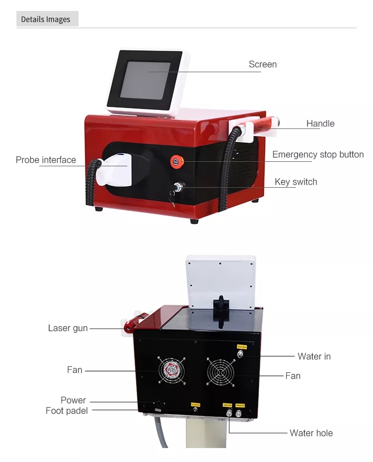 Professional Q Switch Nd Yag Portable Skin Whitening Acne Dark Spot Remover Tattoo Permanent Hair Removal Laser Machine