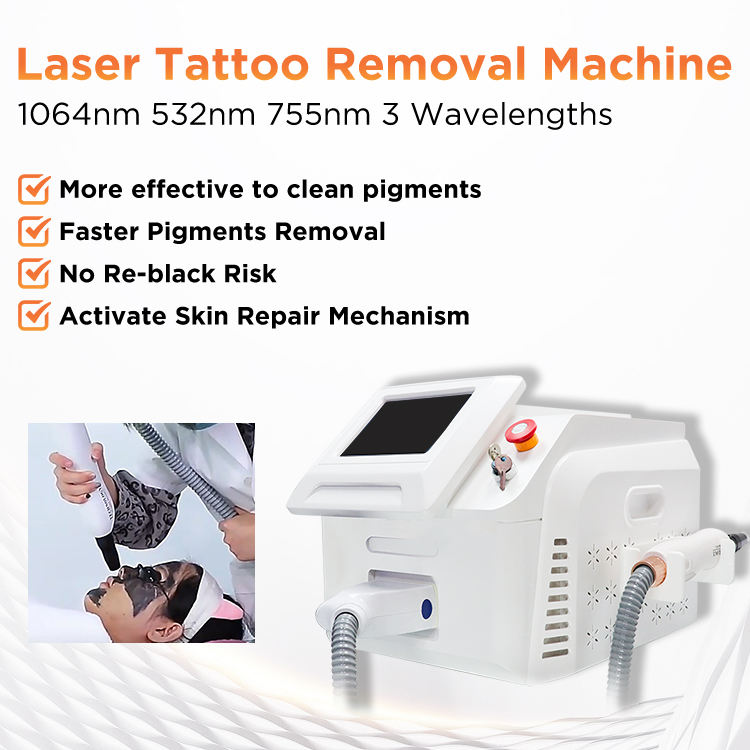 Portable 755 532 1064 3 Wavelength Picosecond Laser Tattoo Removal Carbon Peeling Pico Laser Machine