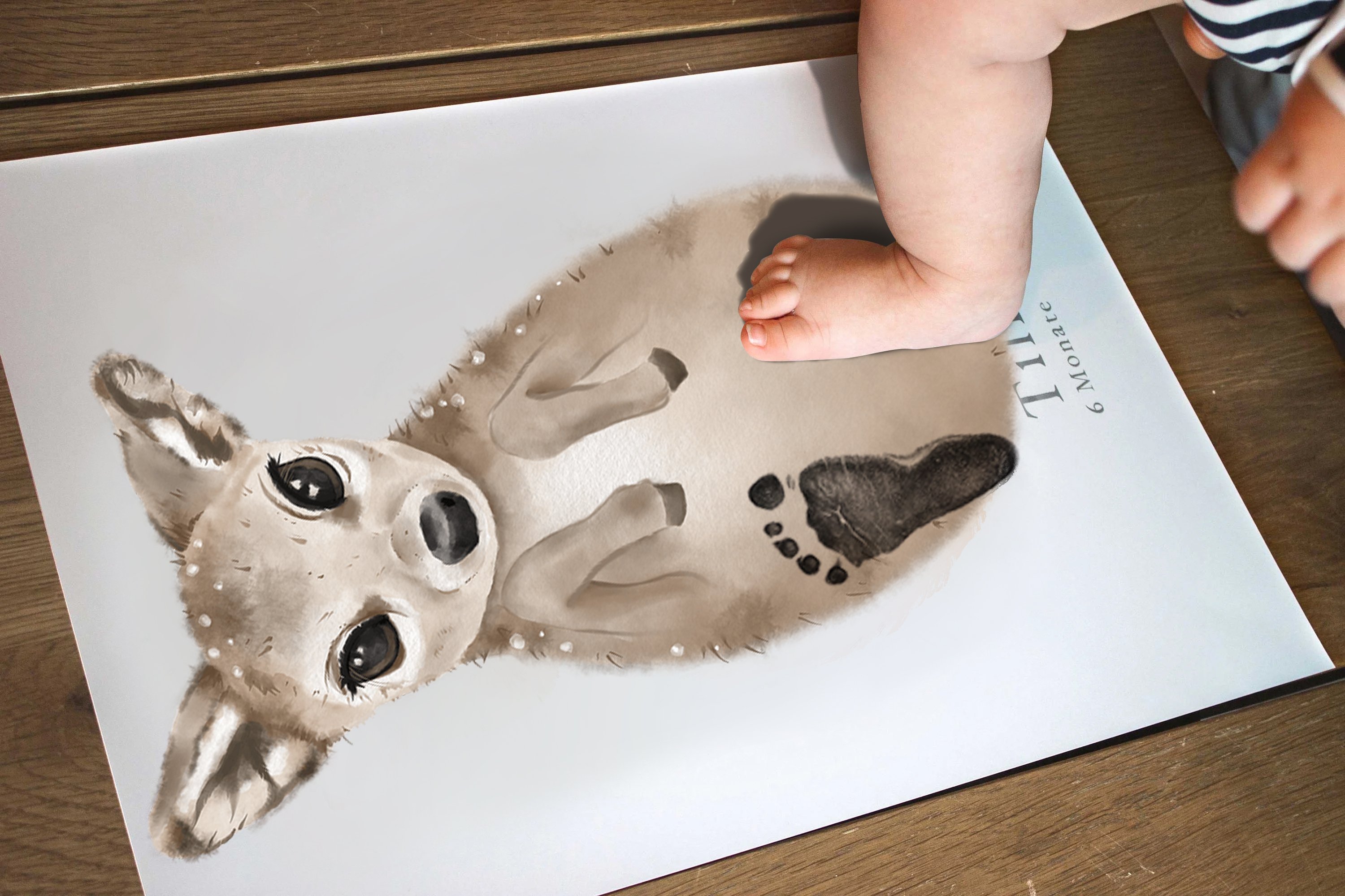 Deer, Baby Gift Personalized, Footprint Set, Mural Baby & Children's Room Animals, Little Deer-babyanimal