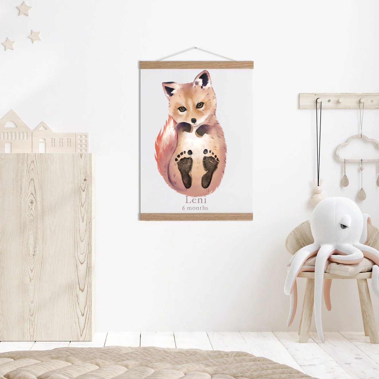Baby Gift Personalized, Footprint Set, Mural Baby & Children's Room Animals, Firefox?