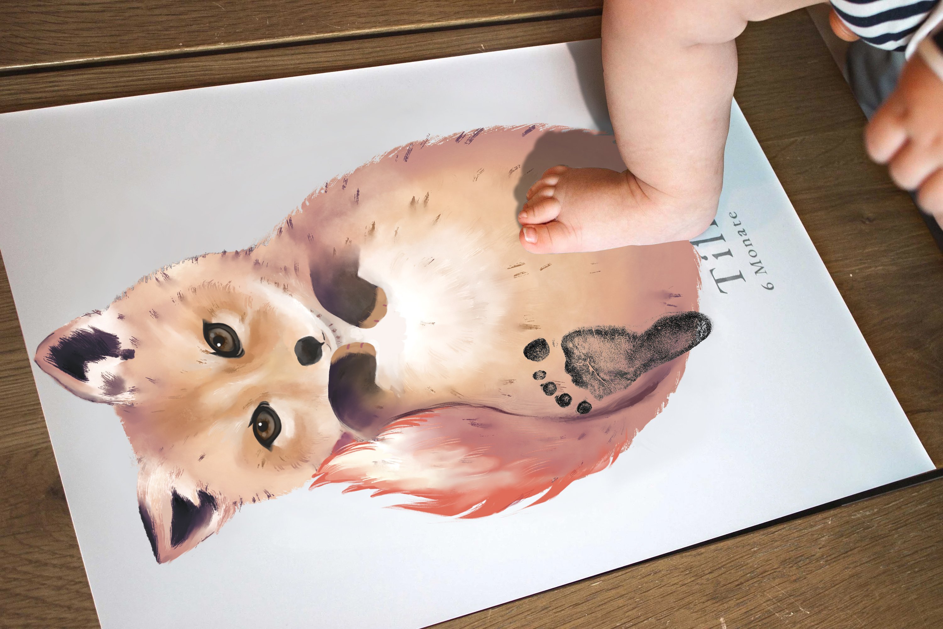 Baby Gift Personalized, Footprint Set, Mural Baby & Children's Room Animals, Firefox?