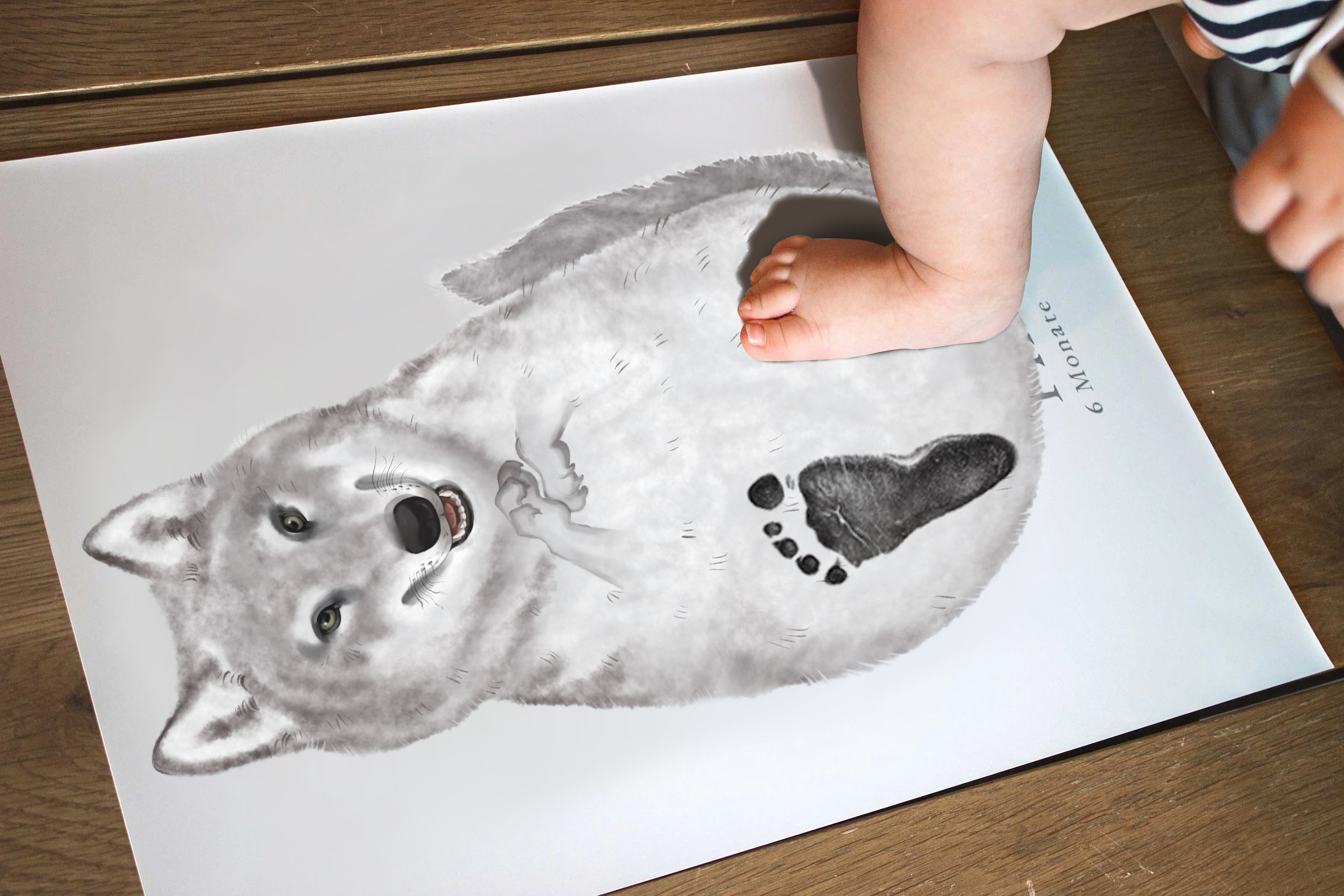 Wolf, Baby Gift Personalized, Footprint Set, Wolf ?-babyanimal