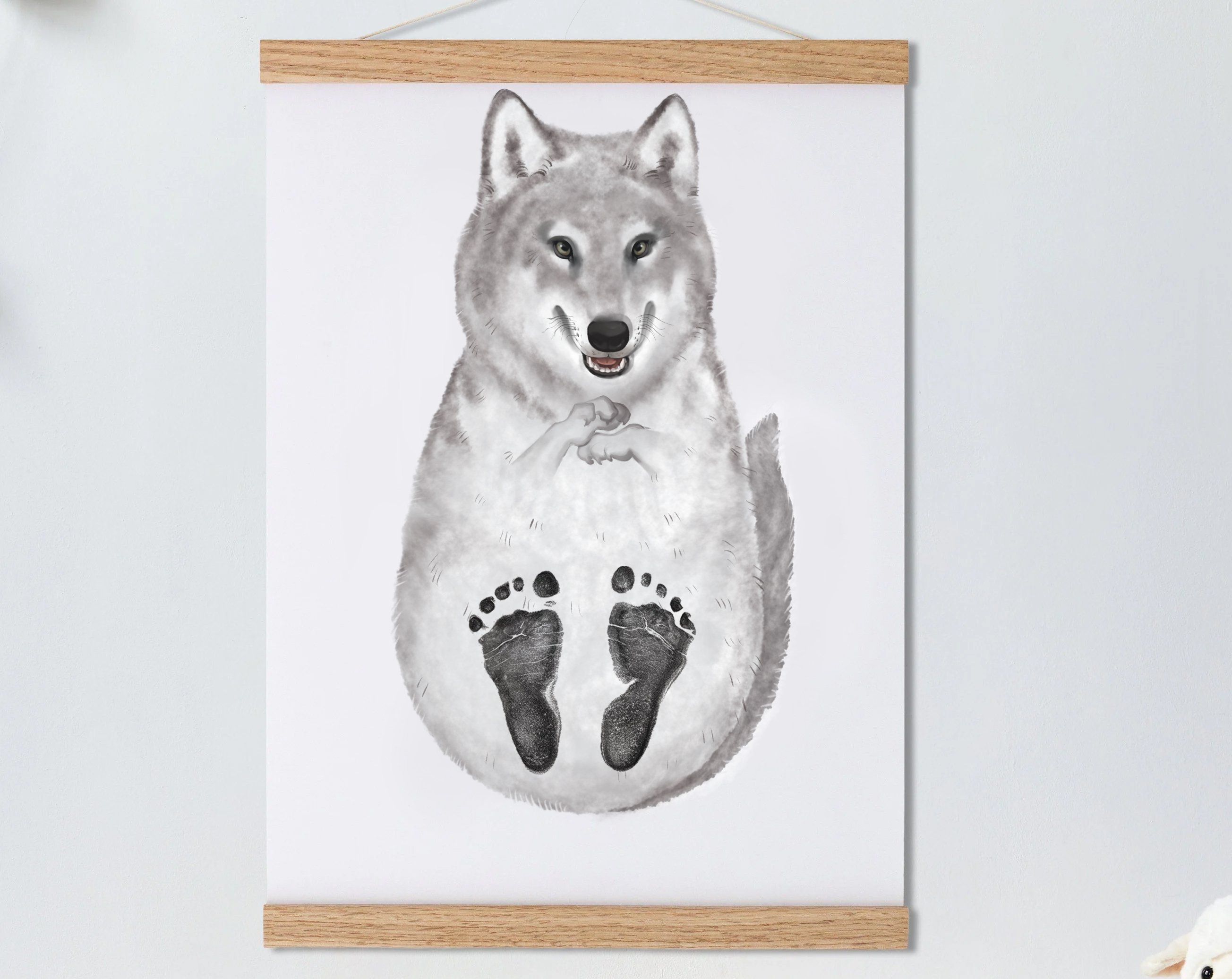 Wolf, Baby Gift Personalized, Footprint Set, Wolf ?-babyanimal