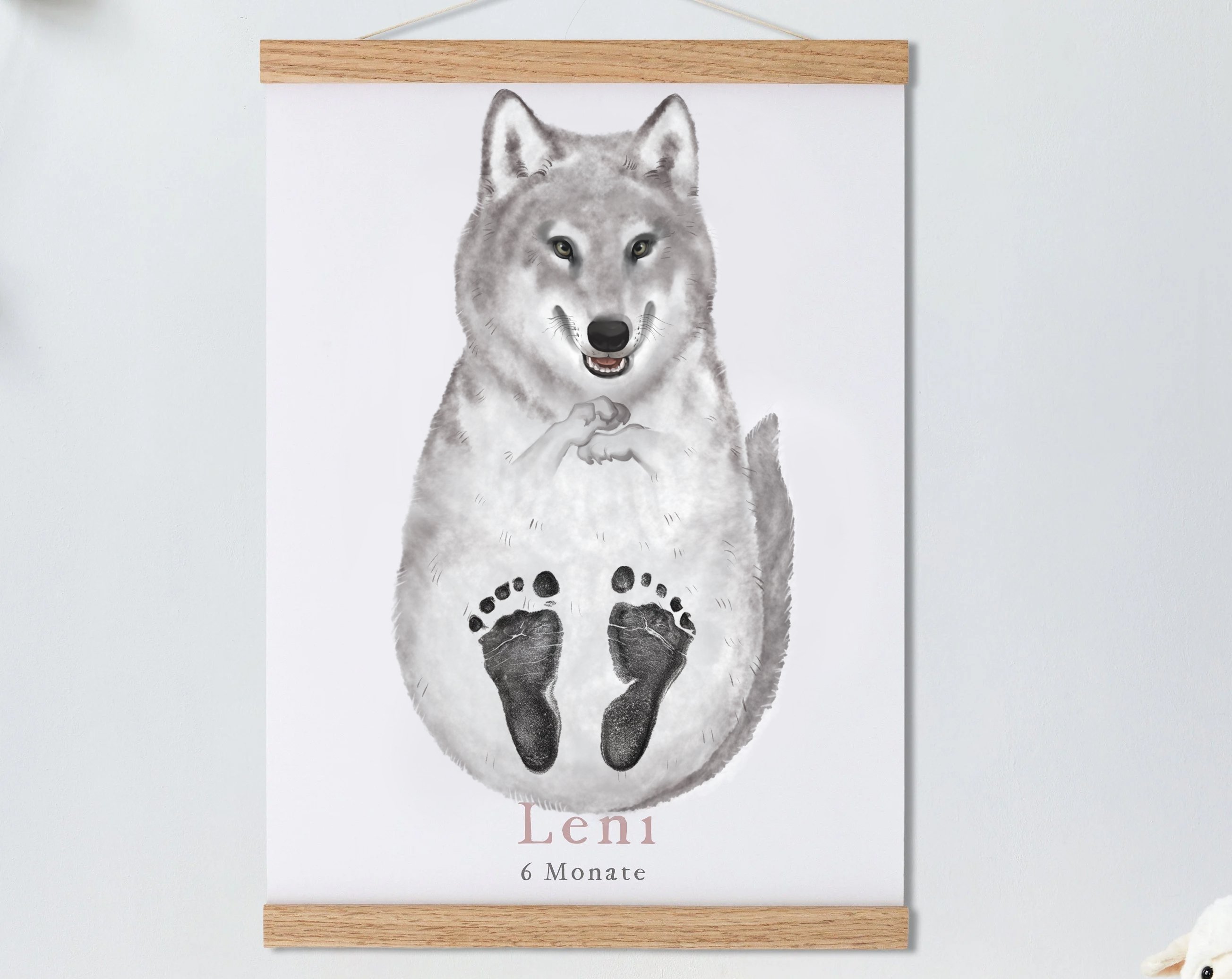 Wolf, Baby Gift Personalized, Footprint Set, Wolf ?-babyanimal