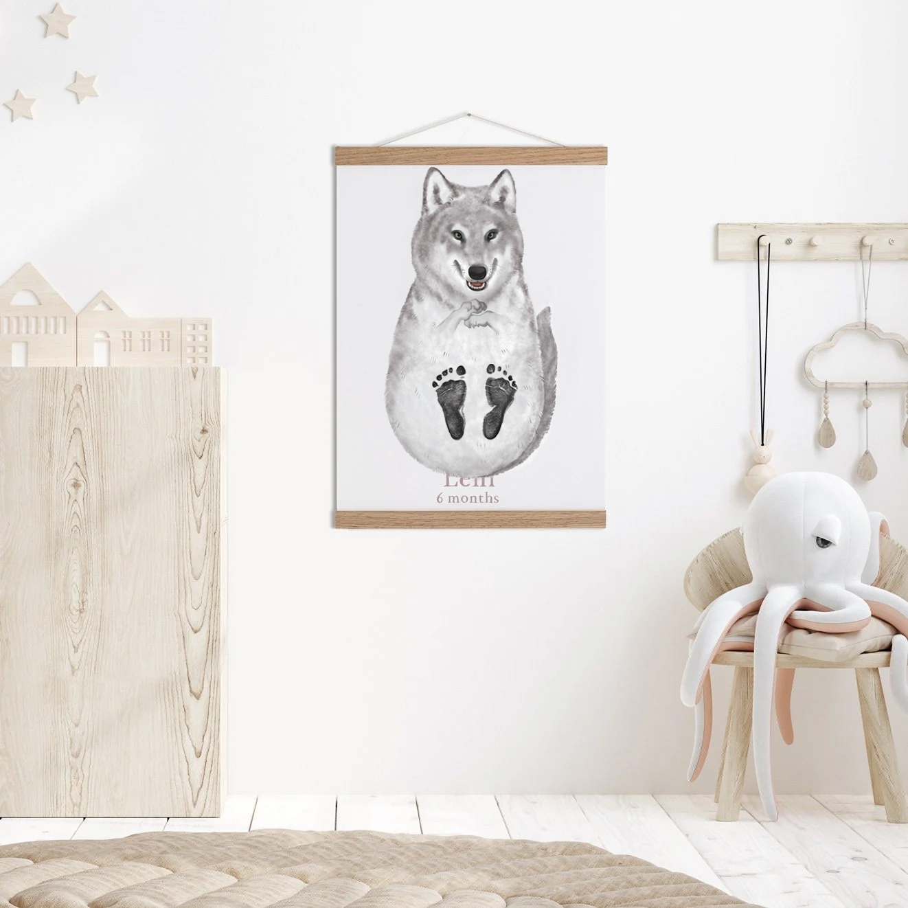 Wolf, Baby Gift Personalized, Footprint Set, Wolf ?-babyanimal