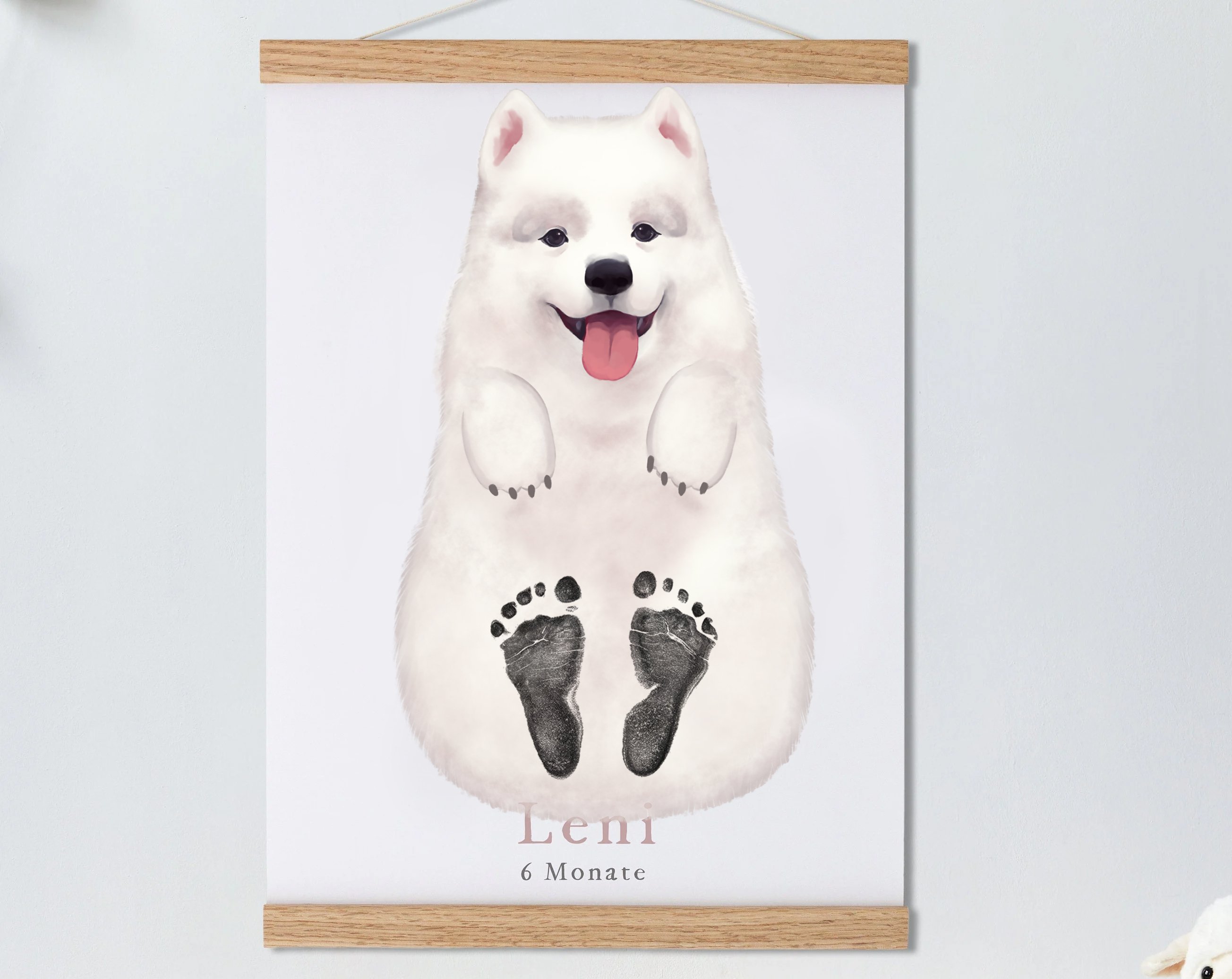 Baby Gift Personalized, Footprint Set, Mural Baby & Children's Room Animals, Samoyed?-babyanimal