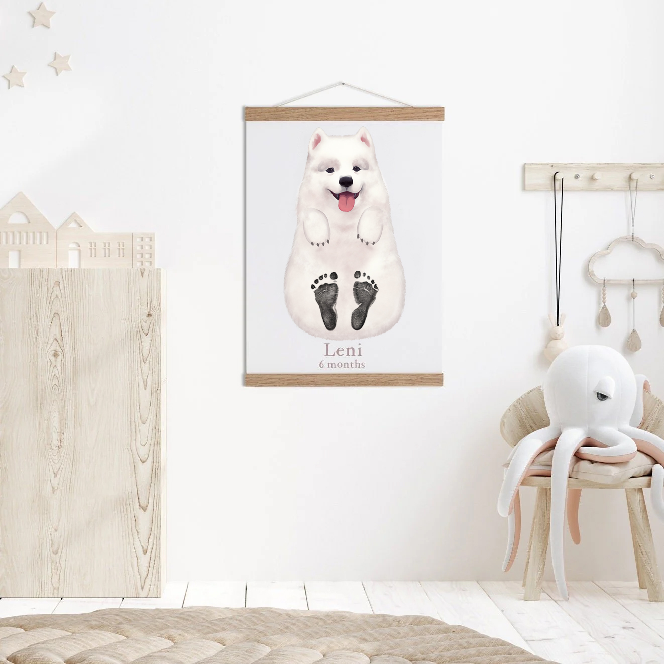 Baby Gift Personalized, Footprint Set, Mural Baby & Children's Room Animals, Samoyed?-babyanimal