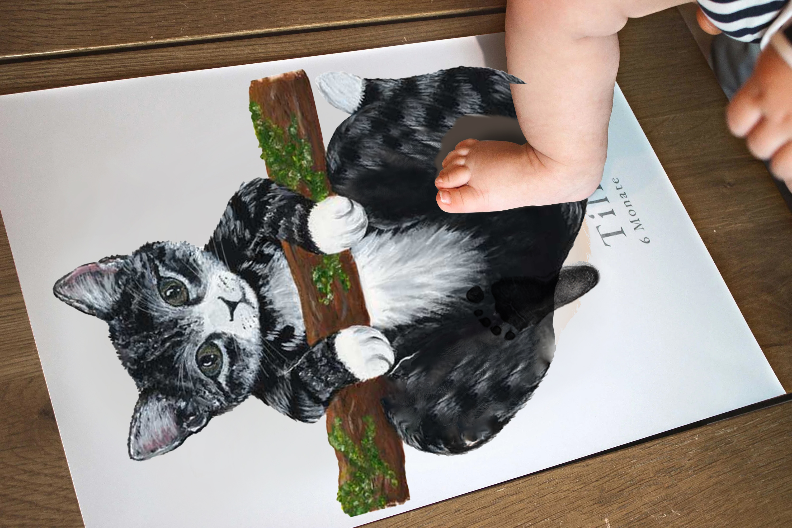 Tree Hugging Cat,Baby Gift and Pets Gift Personalized,, Footprint Set, Mural Baby & Children's Room Animals,Tree Hugging Cat?
