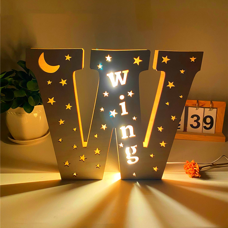 Custom Name Light, Custom Wooden Night Light Living Room Letter Lamp Wall Decor Name Light-babyanimal