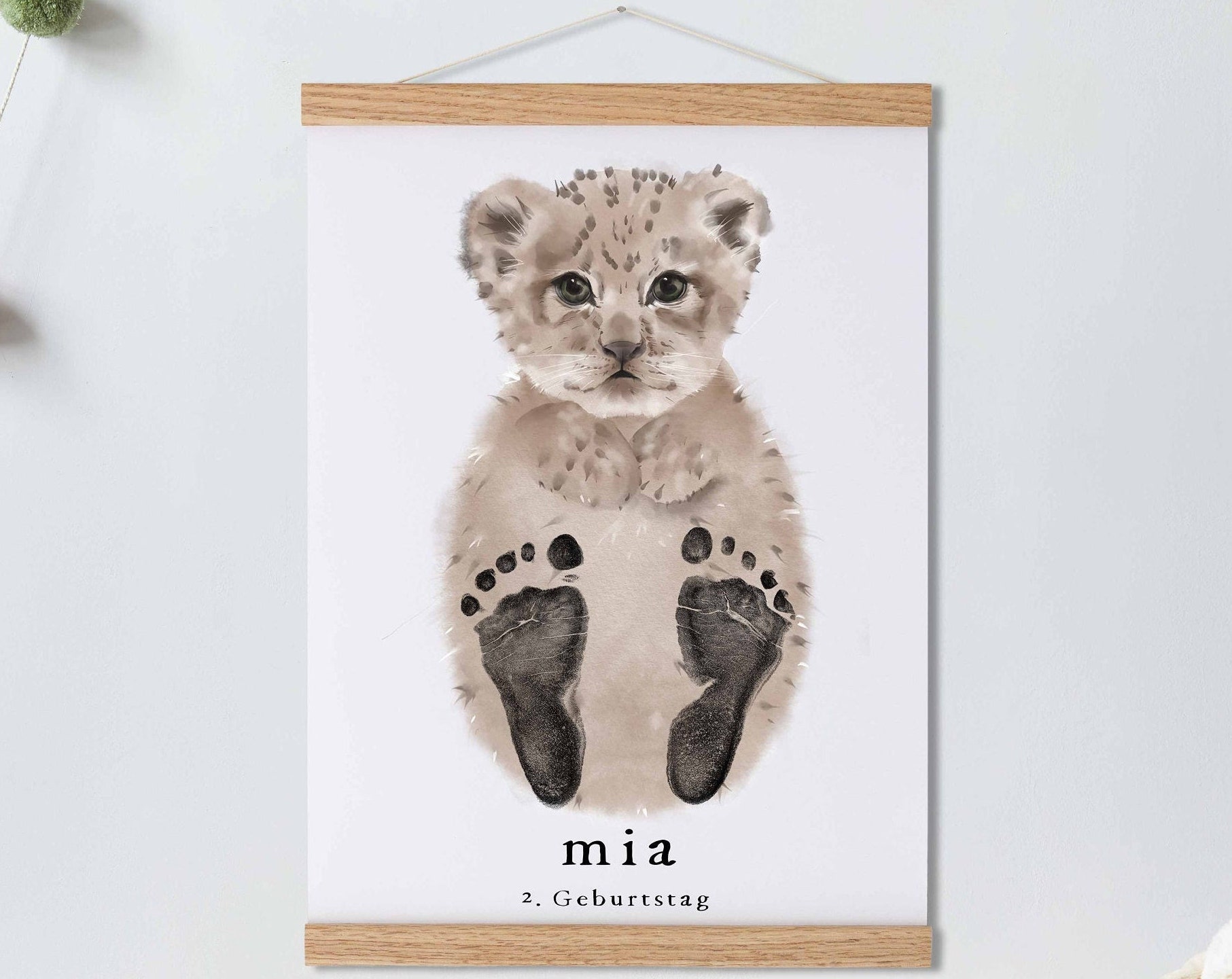 Baby Gift Personalized, Footprint Set, Mural Baby & Children's Room Animals, Lion Baby Gift?