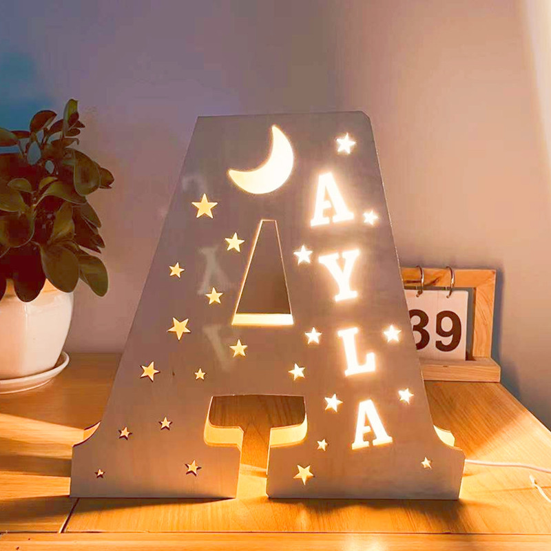 Custom Name Light, Custom Wooden Night Light Living Room Letter Lamp Wall Decor Name Light-babyanimal