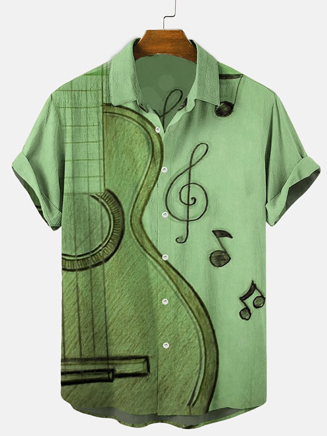 Music Elements Fashion Print Beach Short-sleeved Top