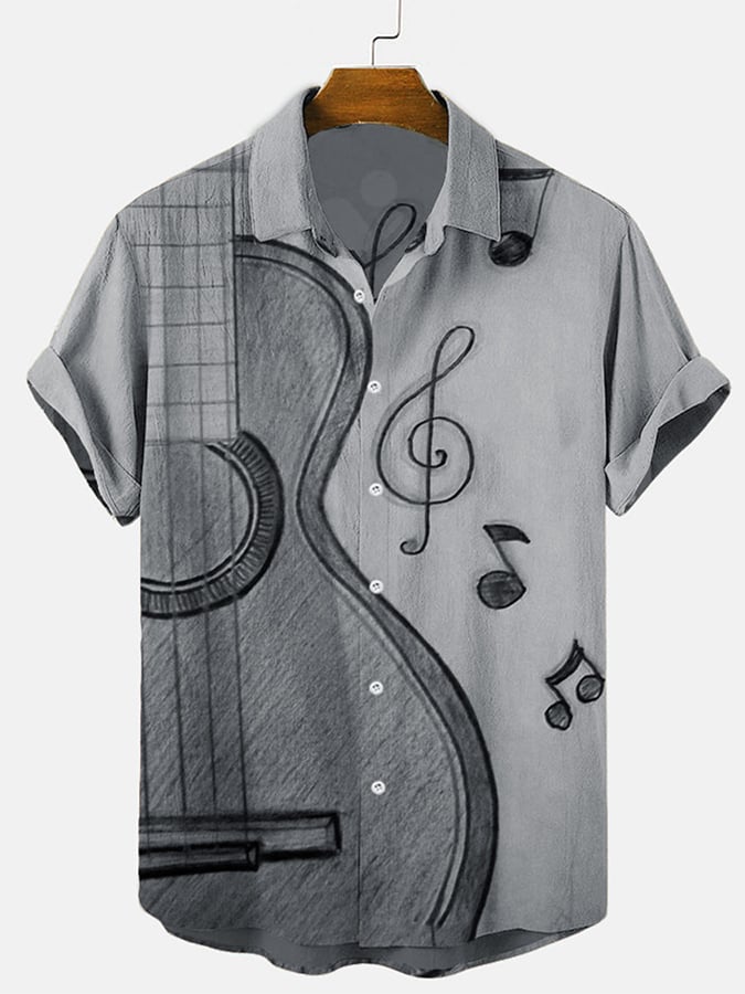 Music Elements Fashion Print Beach Short-sleeved Top